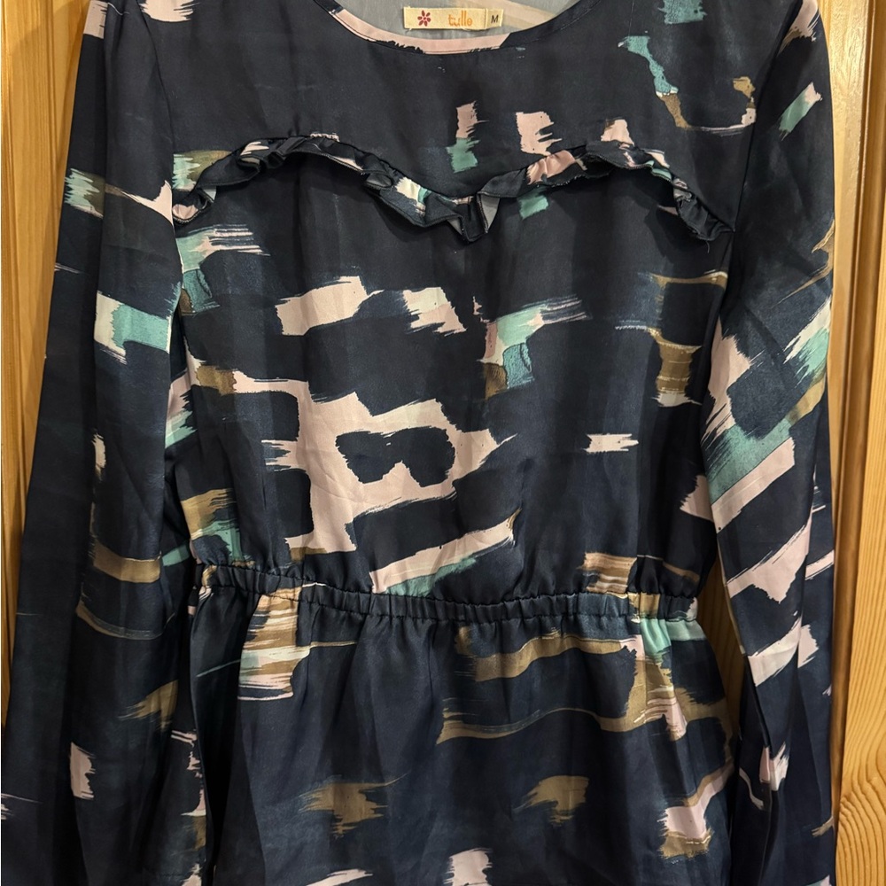 Abstract Patterned Long Sleeve Blouse